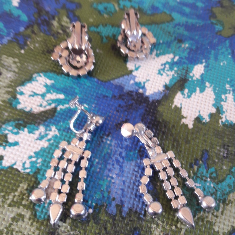 Vintage 1 pair Screw Back Faux Diamond Earrings and one pair sb USA. Two pair No sales outside the cont Nice L@@K Excellent condition