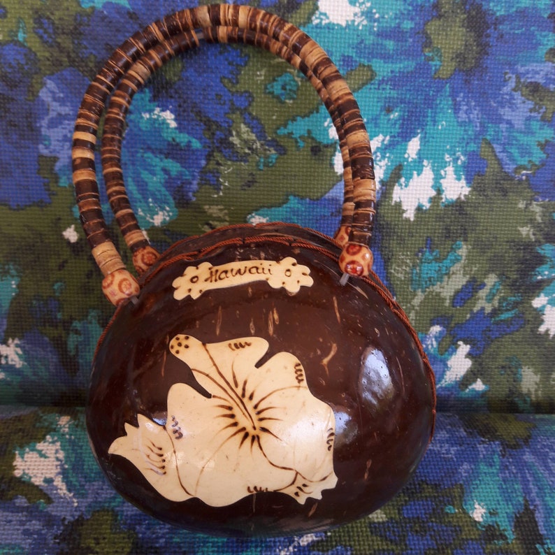 Cool Coconut Vintage Hawaii Purse Hand made. Has pinkish Etsy