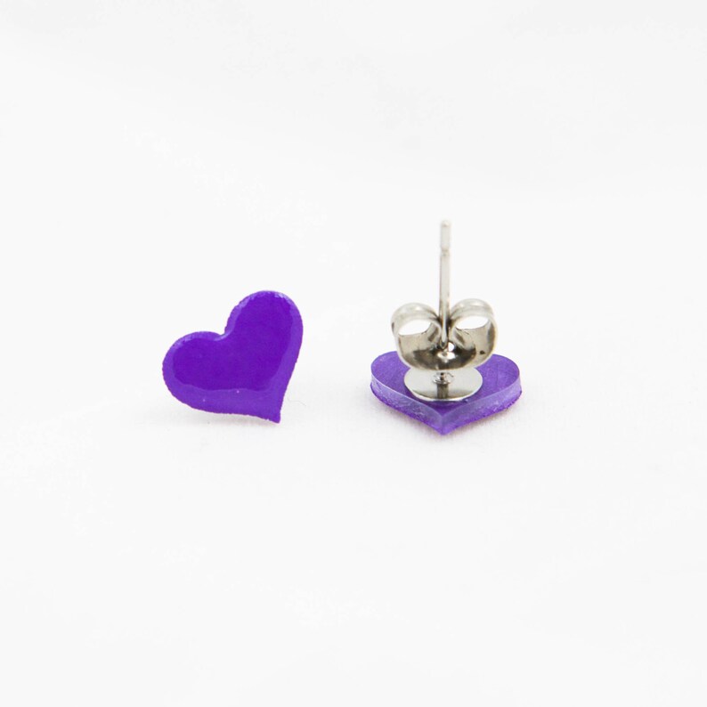 tiny hearts tiny heart earrings purple heart earrings valentine/'s day earrings purple hearts little hearts valentine/'s day hearts