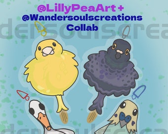 PRE ORDER|| Birb Ice-Scream Popsicle Keychains, a @LillyPeaArt + @Wandersoulscreations Collab