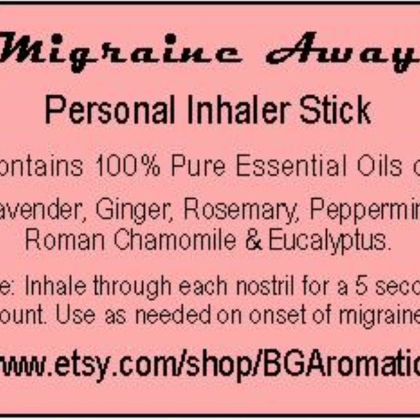 Personal Inhaler Stick, Essential Oil Inhaler, Headache Inhaler Stick, Migraine Inhaler Stick, Headache Relief, Migraine Relief