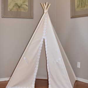 Vanise Daisy Canvas Adult/Kids Teepee, Play Tent, Play House, Tipi, Room Decor