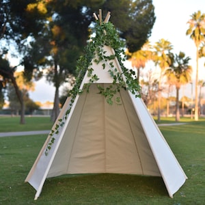 8' Front Open Saguaro Canvas Teepee, Kids/Adult Teepee, Kids Play Tent, Childrens Play House, Tipi,Kids Room Decor