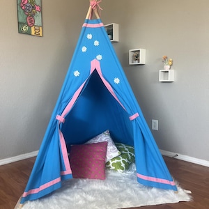 Ready to ship Cyanus Canvas Kids Teepee, Kids Play Tent, Childrens Play House, Tipi,Kids Room Decor