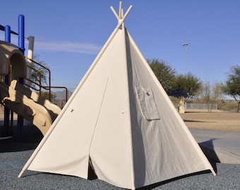 Zipped Canvas Plain Kids Teepee, Kids Play Tent, Childrens Play House, Tipi,Kids Room Decor