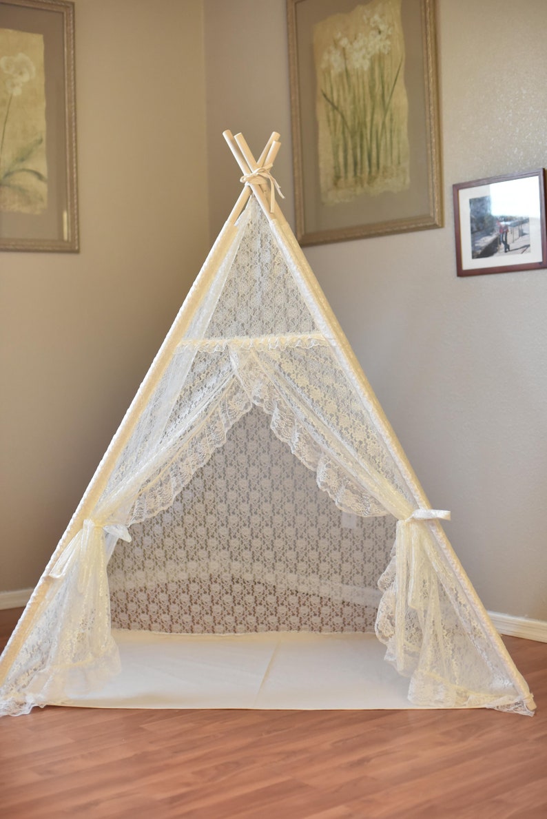 Bed Teepee Ivory All Lace Kid Bed Teepee Kids Play Tent Etsy