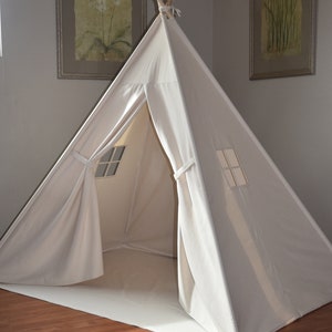 Bed teepee Natural Canvas Bed Teepee, Kids Play Tent, Childrens Play House, Tipi,Kids Room Decor