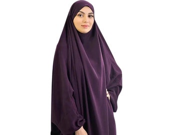 Abaya Dress for Women – One-Piece Full-Length Prayer Abaya – Plus Size Muslim Prayer Dress with Hoodied Hijab for Ramadan Eid