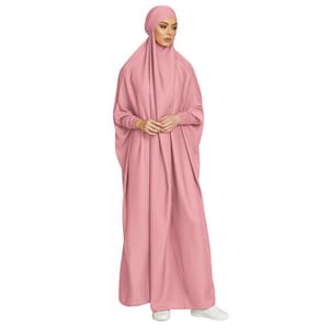 One Piece Full-Length Prayer Abaya for Muslim Women One Size Fits All Loose Fit Lightweight Smooth Jilbab Islamic Clothing for Ramadan Eid