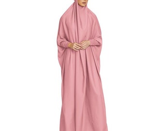 One Piece Full-Length Prayer Abaya for Muslim Women One Size Fits All Loose Fit Lightweight Smooth Jilbab Islamic Clothing for Ramadan Eid