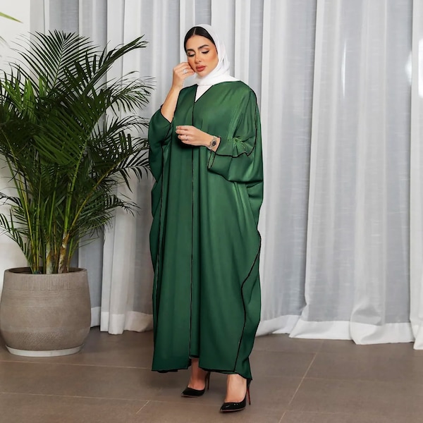 Women Abaya With Inner Dress For Ramadan Long Sleeve Open Robe Maxi Islamic Kaftan Casual Prayer Clothes Arab Dubai Outfits One XL Size
