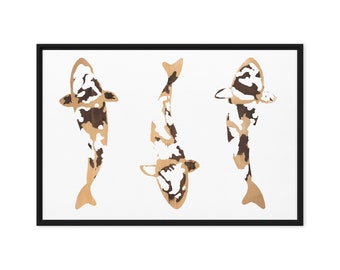 Koi Fish, 36x24, Canvas Print, Framed Canvas, White Fish, Wall Art, Fish Wall Art, Simple Art, Wood Frame Art, Beach Wall Art, Beach House,