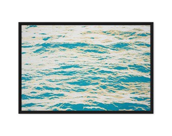 Abstract Wave, 36x24, Framed Canvas, Canvas Print, Rustic Wall Art, Abstract Wall Art, Coastal Art, Framed Artwork, Blue Water,