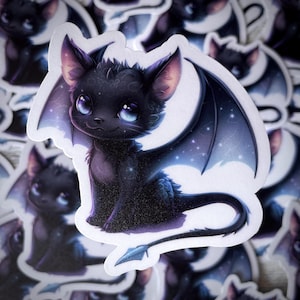 Chibi Cat Dragon diecut sticker, kitten dragon sticker, laptop sticker, water bottle sticker, notebook sticker, artistic sticker