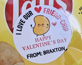 I love our friendchip Kids Valentine's Day sticklers labels-Friendchip Classroom labels stickers-Personalized Kids school chips labels-Chips