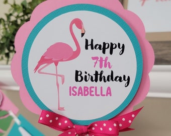 Flamingo Personalized Happy Birthday Centerpiece-Flamingo birthday centerpiece-Flamingo Theme Birthday picks-Flamingo theme birthday picks