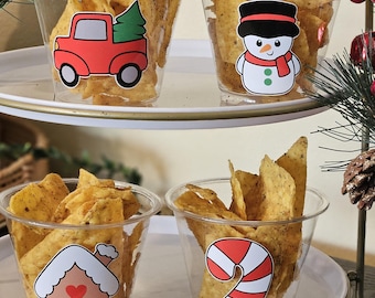 Christmas party treat cups-Christmas birthday party snack cup-Christmas Birthday favor cups-Christmas Birthday cups-Christmas cups-Birthday