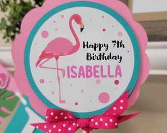 Flamingo Personalized Happy Birthday Centerpiece-Flamingo birthday centerpiece-Flamingo Theme Birthday picks-Flamingo theme birthday picks