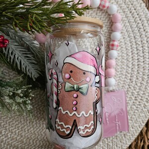 Pink Christmas Mood coffee glass can-Pink Coffee libbey glass-Pink Christmas coffee libbey glass-Pink Christmas Drinkware-Christmas gift