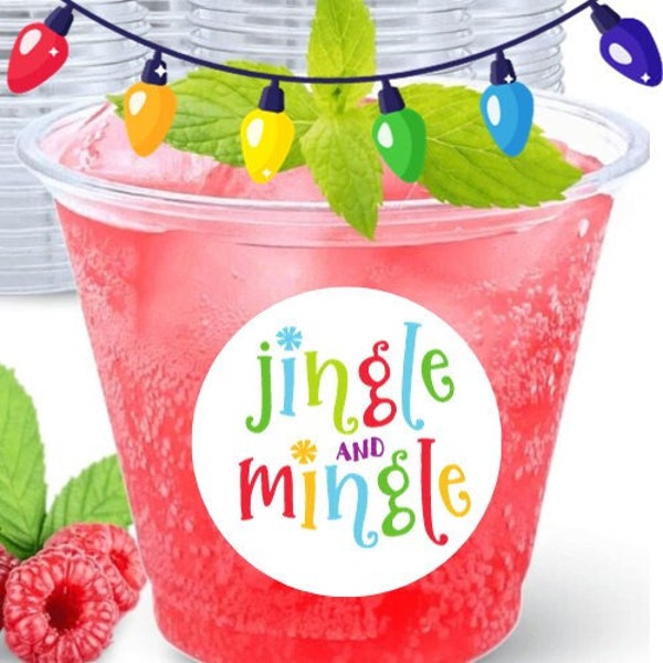 Jingle and Mingle Holiday party cocktail cup-Jingle and Mingle Party cups-Jingle Holiday Plastic cups-Christmas Jingle Favor cups-Mingle cup