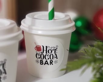 Hot cocoa bar mini cups-Hot cocoa Christmas kids mini cups-Hot cocoa kids cups-Hot cocoa party mini cups-Christmas mini kids cups-Hot cocoa