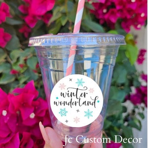 Winter Wonderland birthday cups-Winter Wonderland party plastic cups-Winter Onederland birthday cups-Onederland cups-Onederland plastic cups