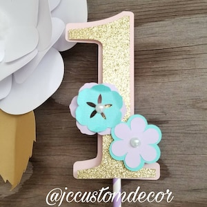 One flower cake toppers-1st birthday flower cake topper-Flower cake topper-1st cake topper-girl flower cake topper-Lavender pink cake topper
