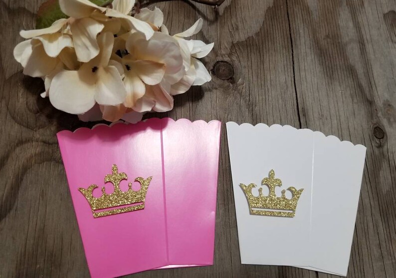 Princess Crown Tiara Favor Boxespink Gold Princess Favor Etsy