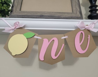 One Lemonade girl banner-One pink lemonade banner-Lemon highchair banner-One Lemon banner-Lemon theme banner-Lemon birthday-Lemonade party