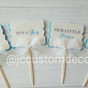 Its A Boy Cupcake Toppers, Baby Boy Cupcake Toppers,Baby Shower Boy Cupcake Toppers,Boy Birthday Cupcake toppers-Baptism toppers-12pc