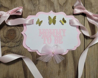 Butterfly Mommy to be Daddy to be chair sign-Butterfly mommy to be sign-Butterfly chair sign-Butterfly theme shower chair sign-Mommy daddy