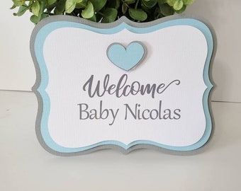 Welcome baby girl boy tag-diaper cake sign-Baby girl boy centerpiece-new baby boy girl diaper cake tag-baby boy girl name tag-welcome baby