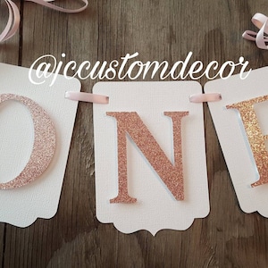 Girl One banner-one girl highchair banner-Ist birthday girl banner-one banner-pink gold birthday-first birthday-one highchair banner-girl