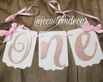 One Glitter Girl highchair banner-One highchair banner-One girl banner-First birthday banner-Girl one highchair banner-One glitter banner