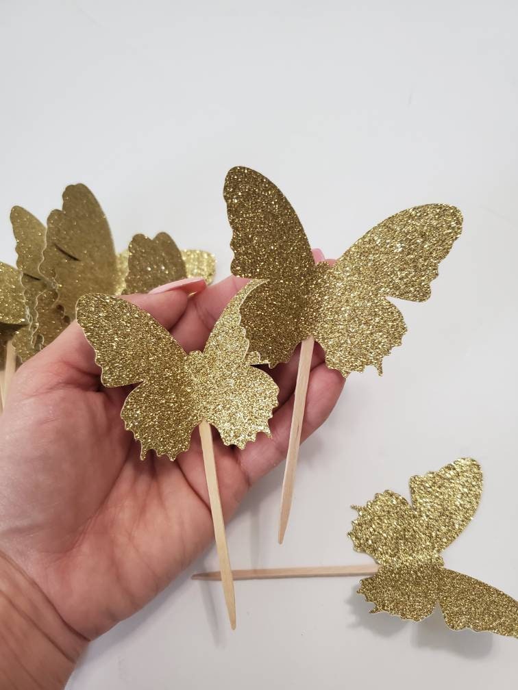 Glitter Butterfly Cupcake Toppersbutterfly Cupcake Etsy