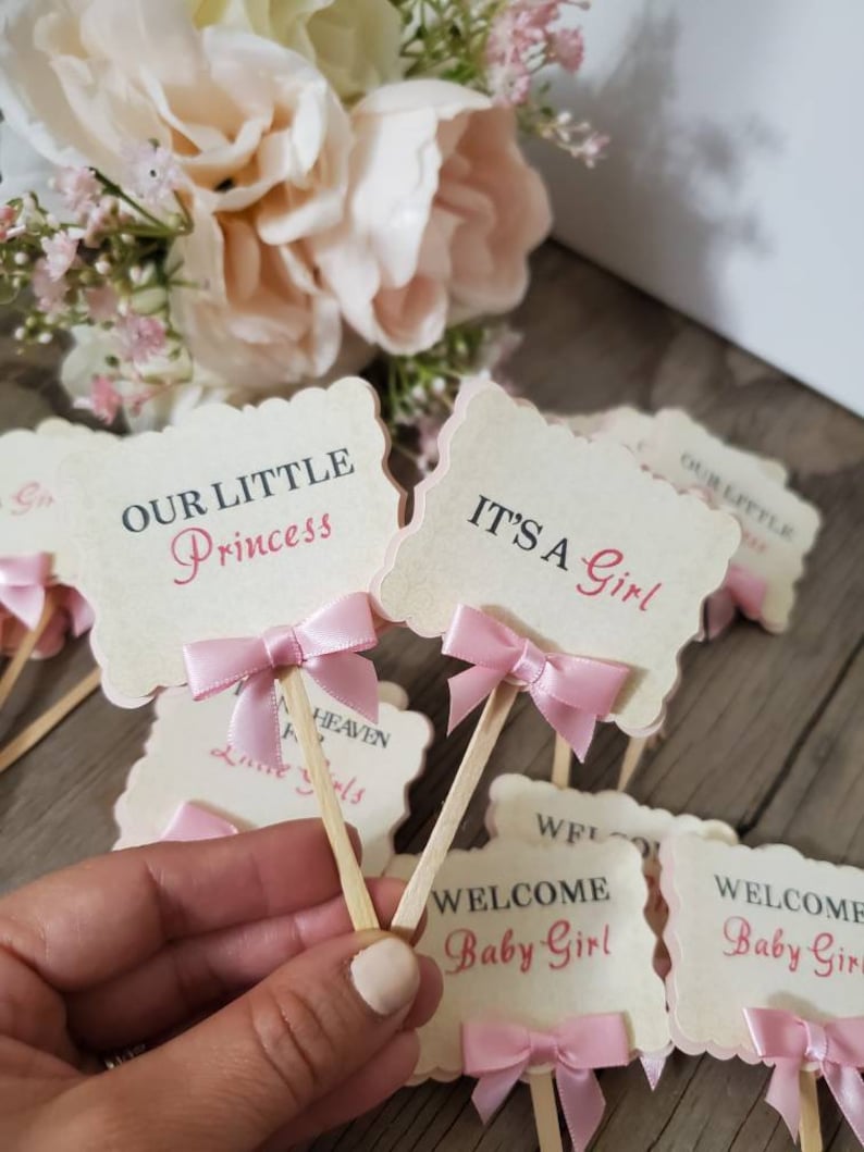 It's A Girl Cupcake Toppers Baby Girl Cupcake Etsy