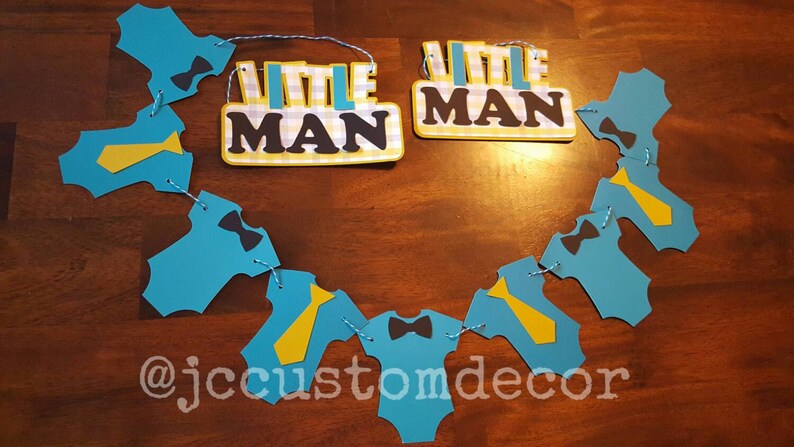 Little Man Onesie Banne Little man banner-boy baby shower banner-Little Man Shower onesie bow and tie banner-little man birthday