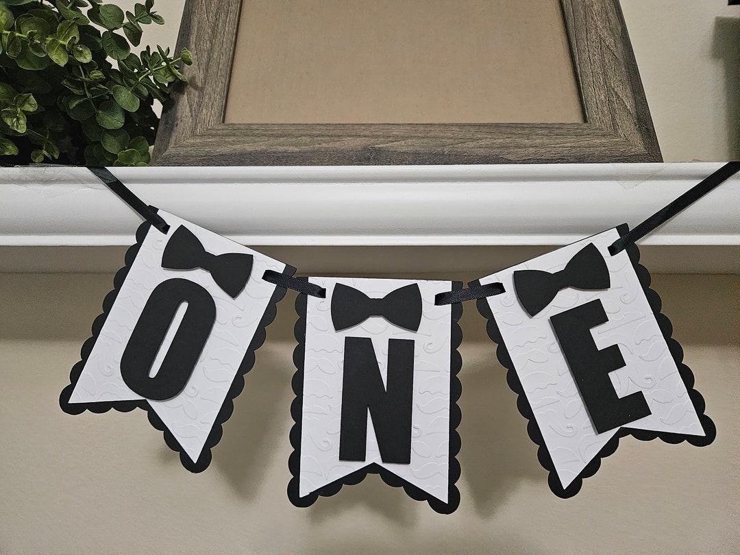 Little Man 1st Birthday Banner: Embossed Bowtie, Customizable Colors - Etsy