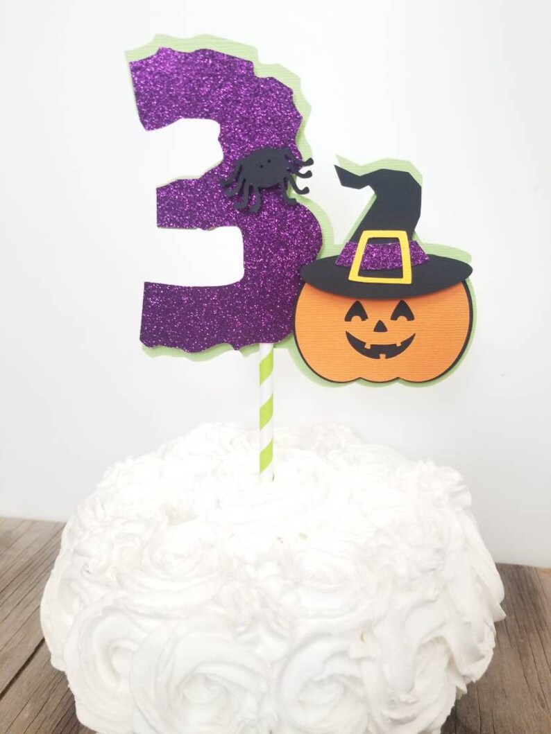 Halloween age centerpiece-Halloween age centerpiece-Jack o lantern birthday centerpiece-Halloween party-Halloween theme birthday-Age topper image 2