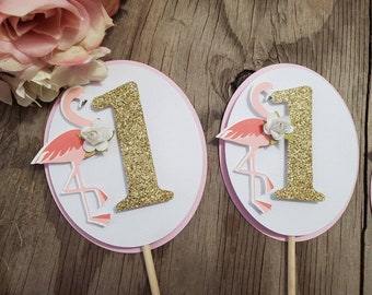 Flamingo birthday centerpiece-flamingo party centerpiece-flamingo age centerpiece-flamingo cake topper-flamingo age cake topper-Flamingo one