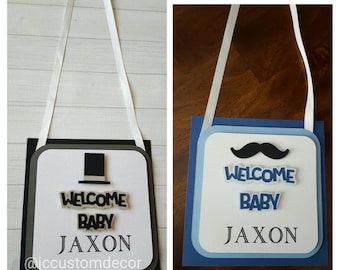 Little Man Welcome Door Sign-Little Man Sign-Welcome Baby Door Sign-Little Man Baby Shower Door Sign Personalized