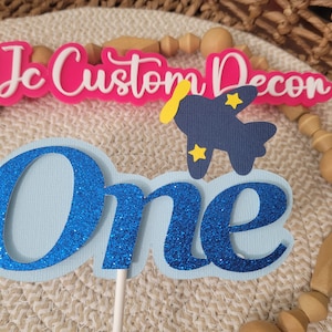 Airplane one cake topper-One Time Flies boy cake topper-Airplane first birthday topper-Time Flies birthday-Airplane one smash cake topper