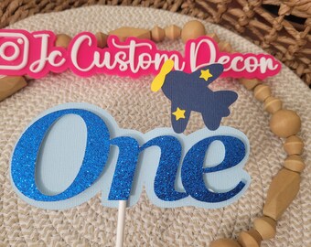 Airplane First Birthday Cake Topper, One Time Flies Birthday Decor, Boy 1st Birthday Smash Cake Topper, Aviation Theme Party Decorations