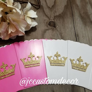 Princess Crown Tiara favor boxes-Pink Gold Princess favor box-Princess Favor Box-Princess baby shower Birthday favor boxes-Tiara Crown Boxes