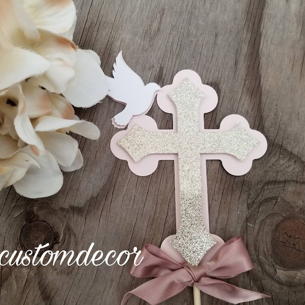 Baptism Boy Girl Cross Dove Centerpiece-Communion Centerpiece-Baptism Centerpiece-Cross Dove Centerpiece-Christening Cross Dove Centerpiece