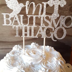 Mi Bautismo Cake Topper-Mi Bautismo Topper-Mi Bautismo-Mi Bautismo Decoration-Spanish Cake Topper-Mi Bautismo Decor-Dove Cake Topper cross