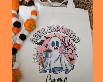 Aqui Espantan Halloween Cute tote bag-Halloween spanish tote bag-Spanish Halloween Pan dulce tote bag-Pan dulce tote bag-Aqui Espantan tote