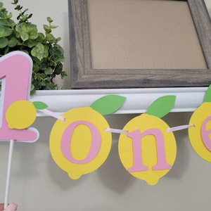One Lemonade girl banner-One pink lemonade banner-Lemon highchair banner-One Lemon banner-Lemon theme banner-Lemon birthday-Lemonade party