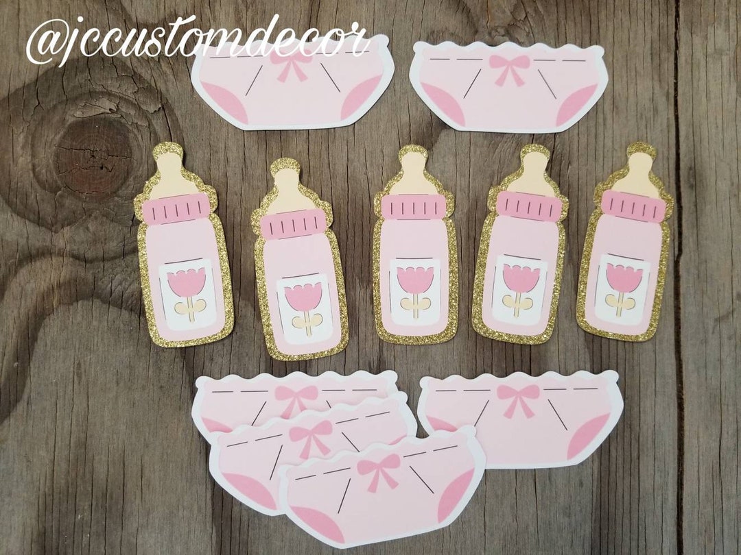Diaper Baby Bottle Cupcake Toppers-diaper Bottle Girl Table Confetti-it ...