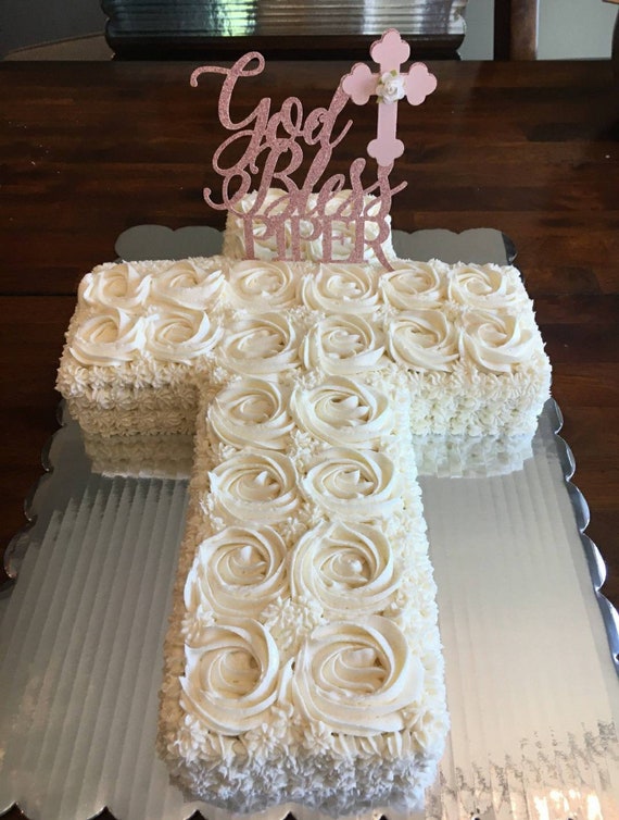 Fille Dieu Benisse Bapteme Gateau Topper Fille Croix Bapteme Etsy